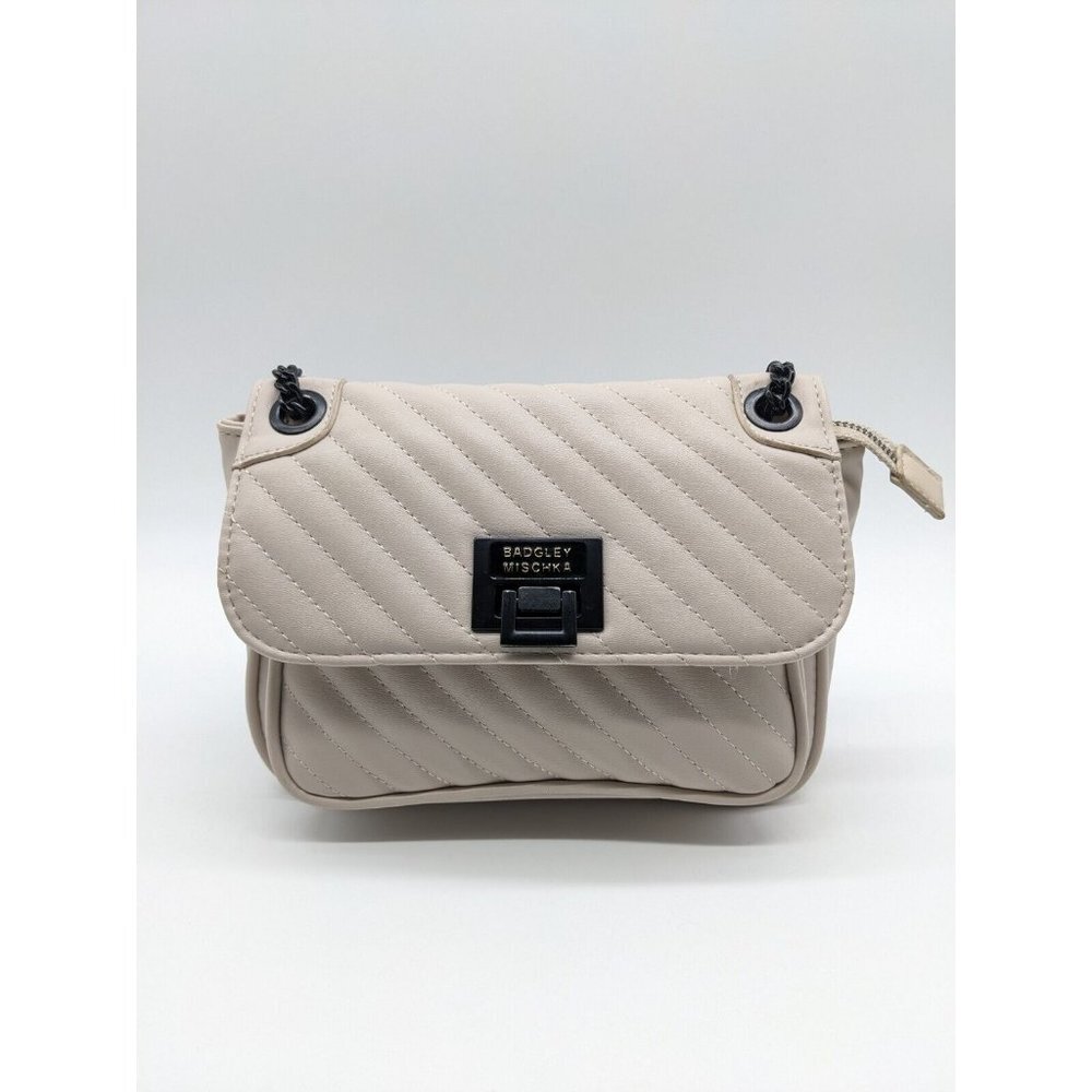 BADGLEY MISCHKA quilted faux-leather convertible shoulder crossbody  GRAY (Used)